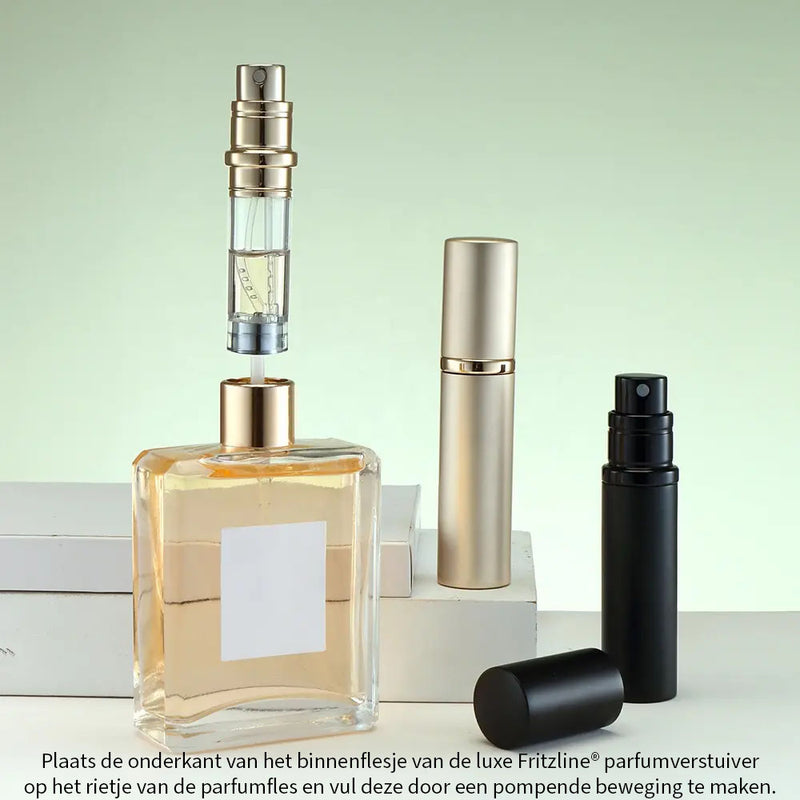 Fritzline® Set van 2 Luxe Navulbare Parfumflesjes - parfum flesje navulbaar - verstuiver flesjes leeg - reisflesje - mini parfumverstuive - zilver goud
