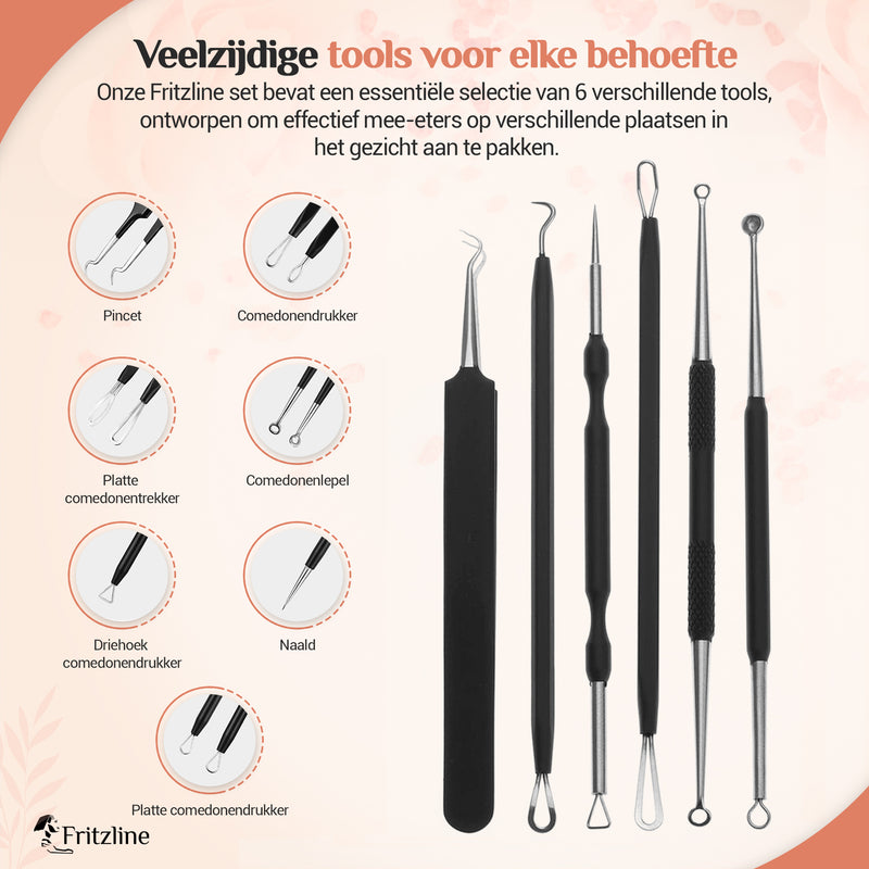 Fritzline Blackhead Remover - Mee Eter Verwijderaar - Acne Verwijderen Set - Comedonendrukker - Mee Eters Verwijderen