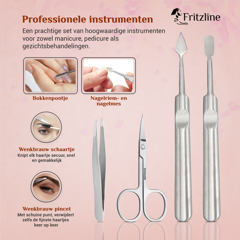 Hochwertiges Fritzline® Maniküre- und Pediküre-Set aus Edelstahl – Komplettes Pflegepaket