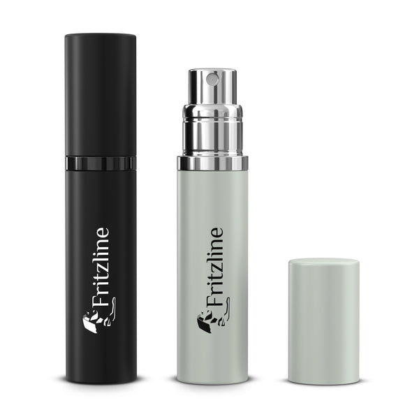 Fritzline® Set mit 2 nachfüllbaren Luxus-Parfümflaschen – Parfümflasche nachfüllbar – Zerstäuberflaschen leer – Reiseflasche – Mini-Parfümzerstäuber – Silber Schwarz