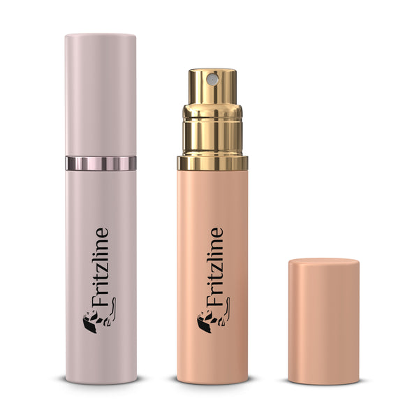 Fritzline® Set mit 2 luxuriösen nachfüllbaren Parfümflaschen – Parfümflasche nachfüllbar – Zerstäuberflaschen leer – Reiseflasche – Mini-Parfümzerstäuber – Silber Gold