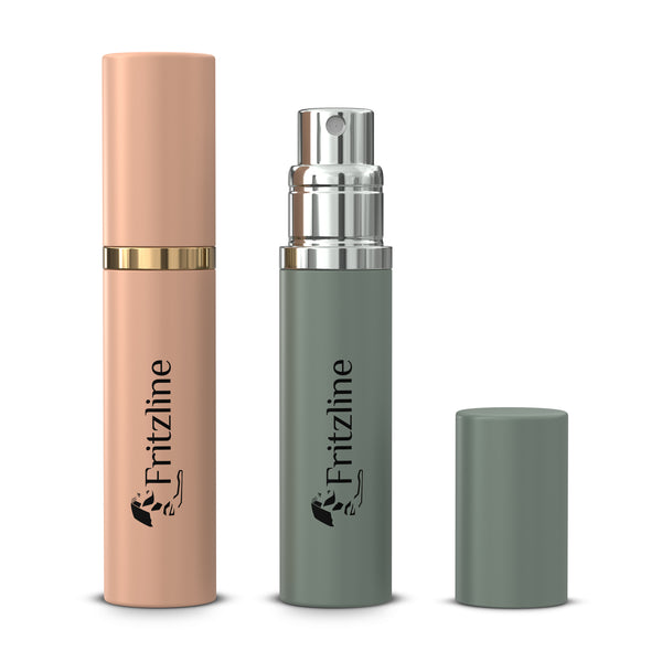 Fritzline® Set mit 2 luxuriösen nachfüllbaren Parfümflaschen – Parfümflasche nachfüllbar – Zerstäuberflaschen leer – Reiseflasche – Mini-Parfümzerstäuber – Roségoldgrau