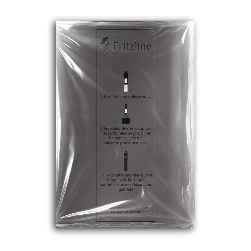 Fritzline® Set van 2 Luxe Navulbare Parfumflesjes - parfum flesje navulbaar - verstuiver flesjes leeg - reisflesje - mini parfumverstuiver - zilver zwart