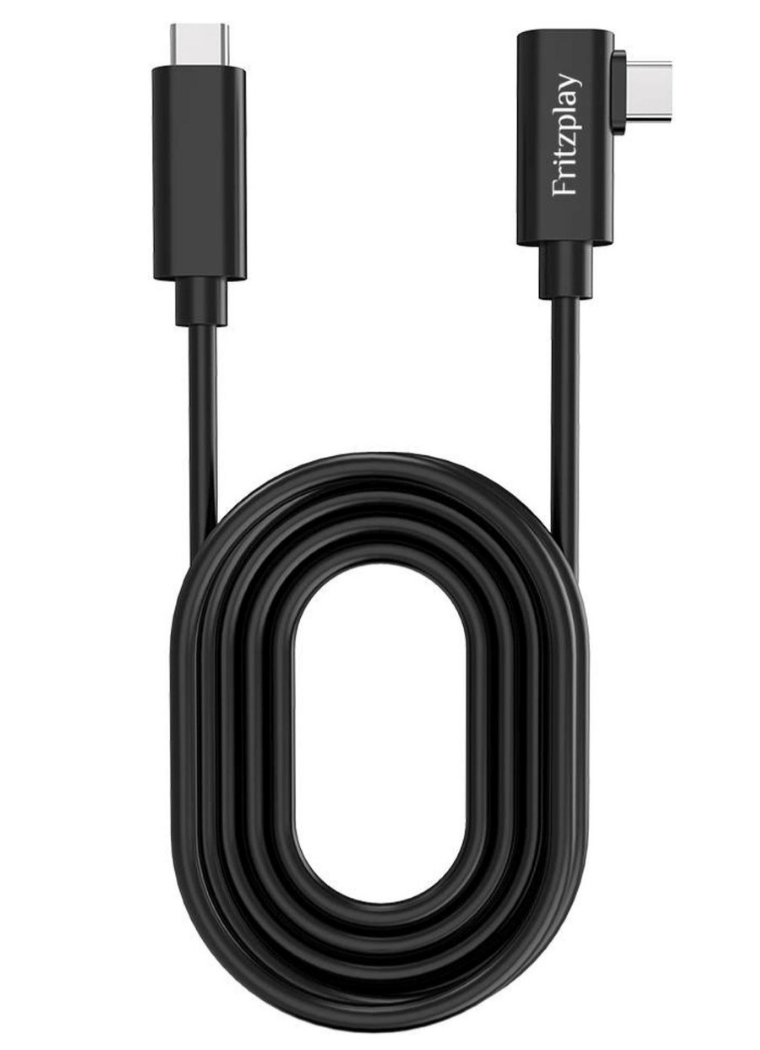 Fritzplay© Oculus Quest 2 Link kabel | USB C naar C kabel | 5 meter/16ft | incl klittenband