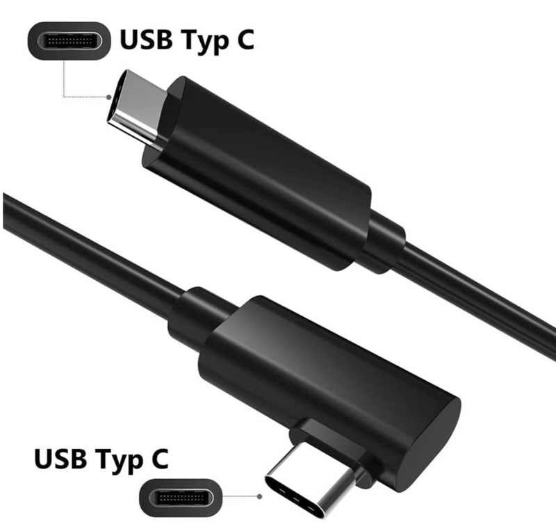Fritzplay® Link Kabel voor Oculus Quest 1, 2 & 3 etc - USB-C naar USB-C 3.2 Gen 1 - 5 Meter - 5Gbps Hoge Snelheid Datatransfer - Inclusief Klittenband Kabelbinder